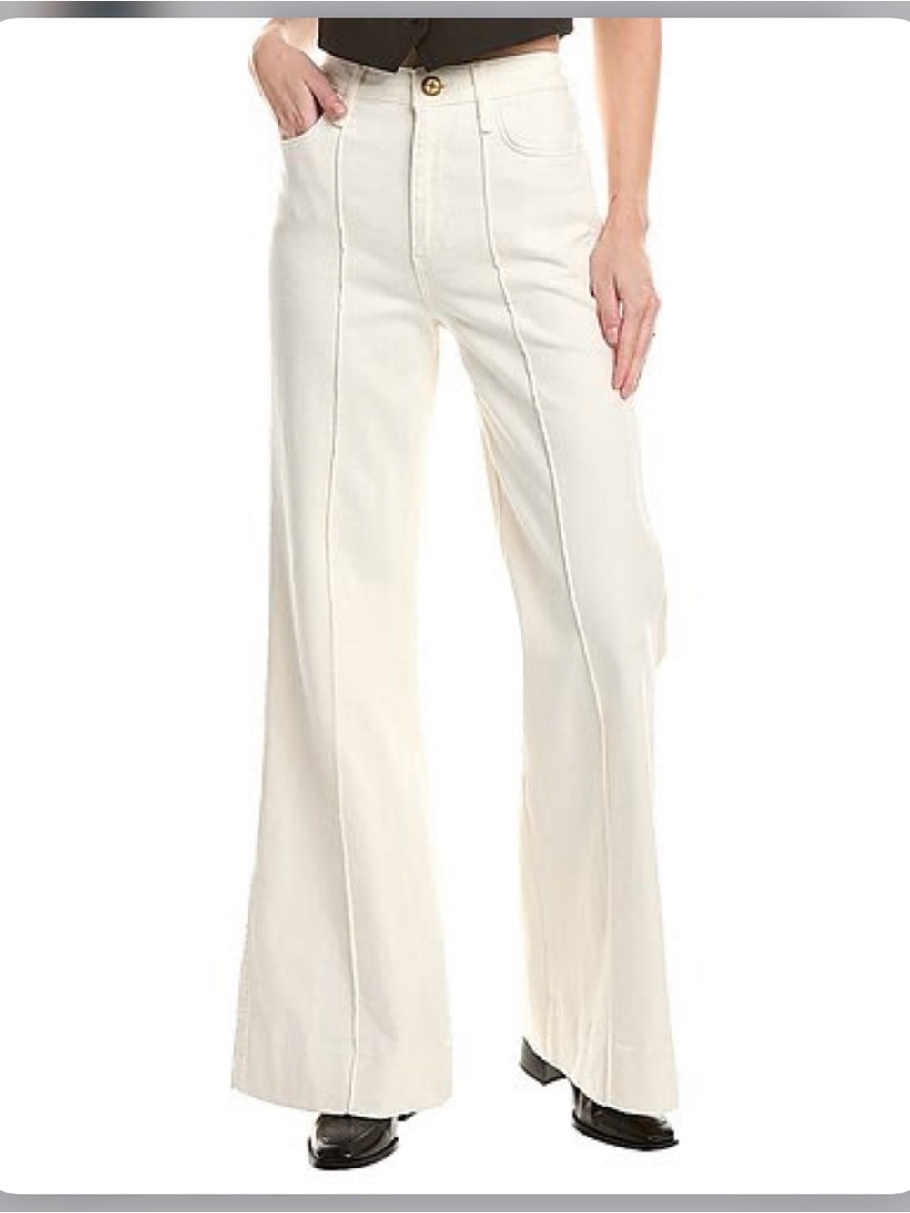 Rag & Bone Skylar High-Rise Ecru Wide Leg Flare Jeans